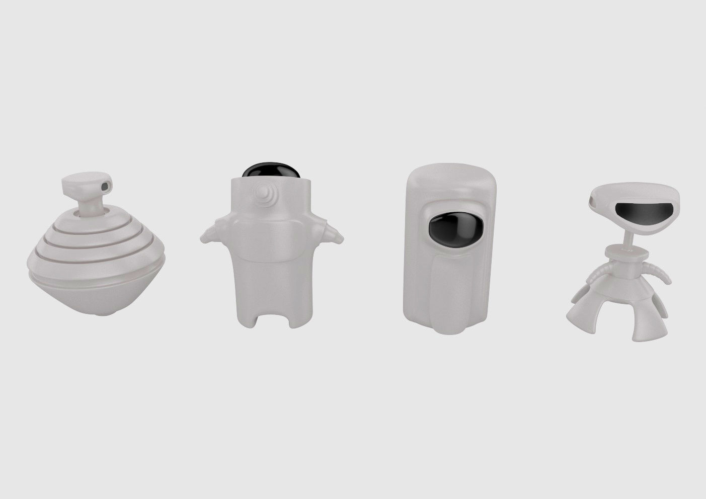 Robots set of Low-poly 3D model_3