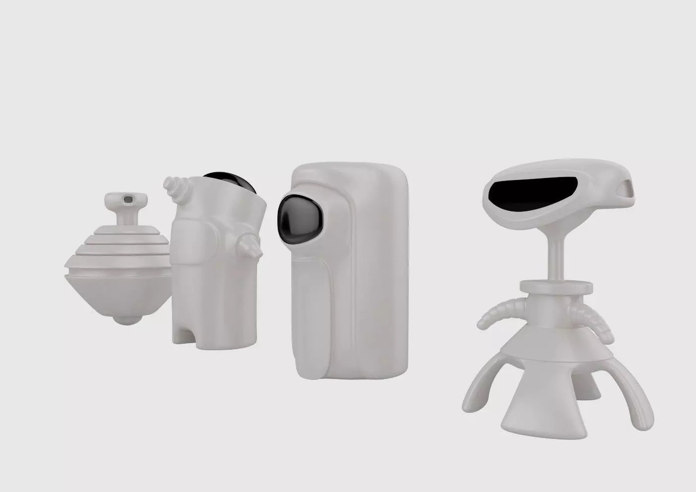 Robots set of Low-poly 3D model_0
