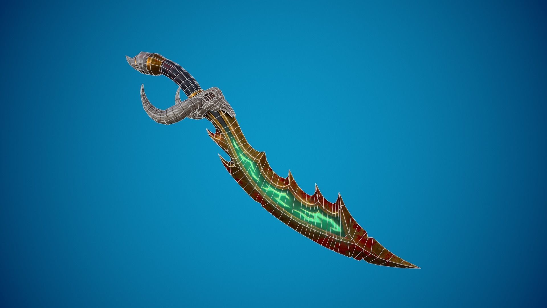 Stylized axe Low-poly 3D model_5