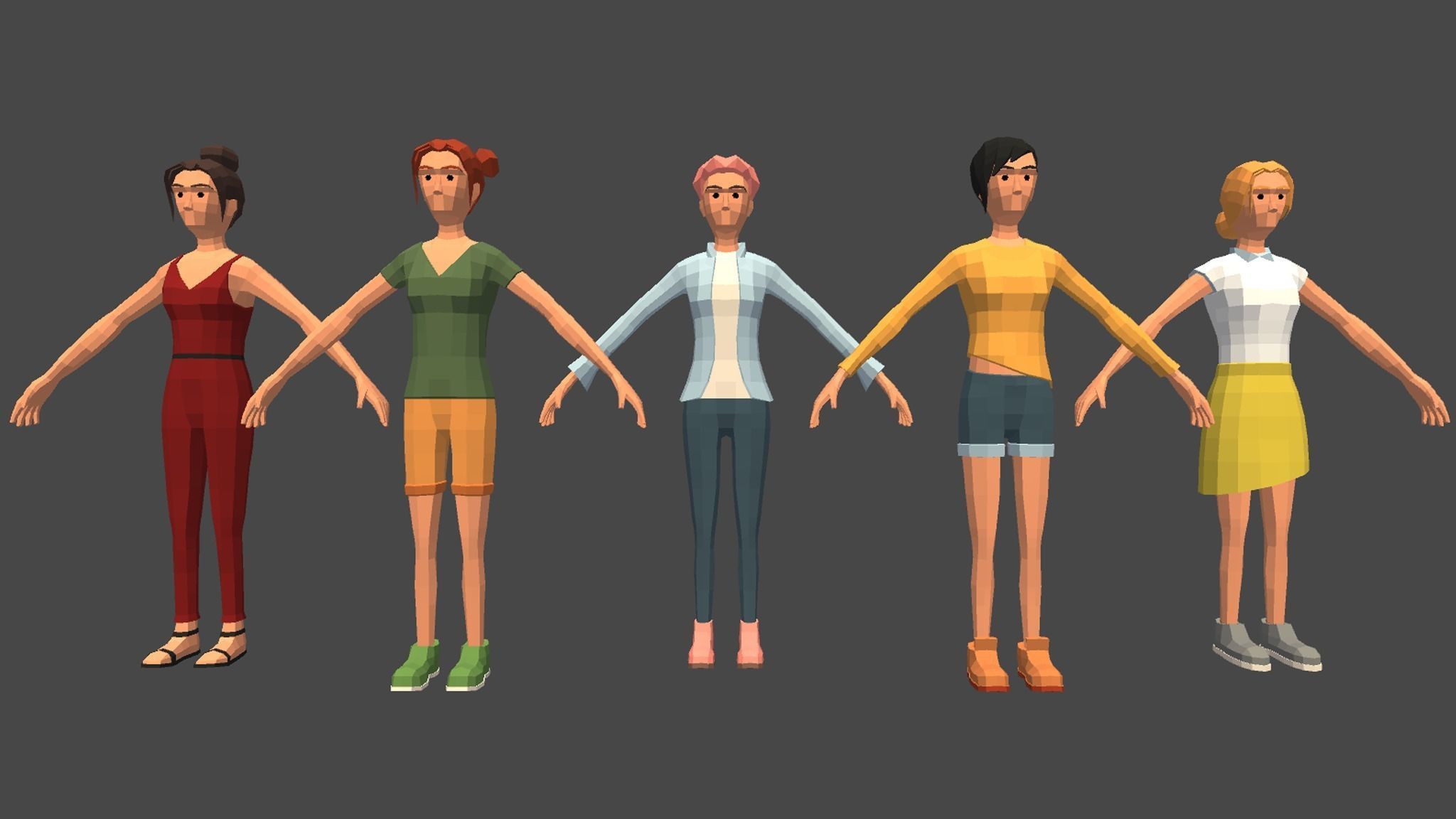 PolyArt Female character Low-poly 3D model_9
