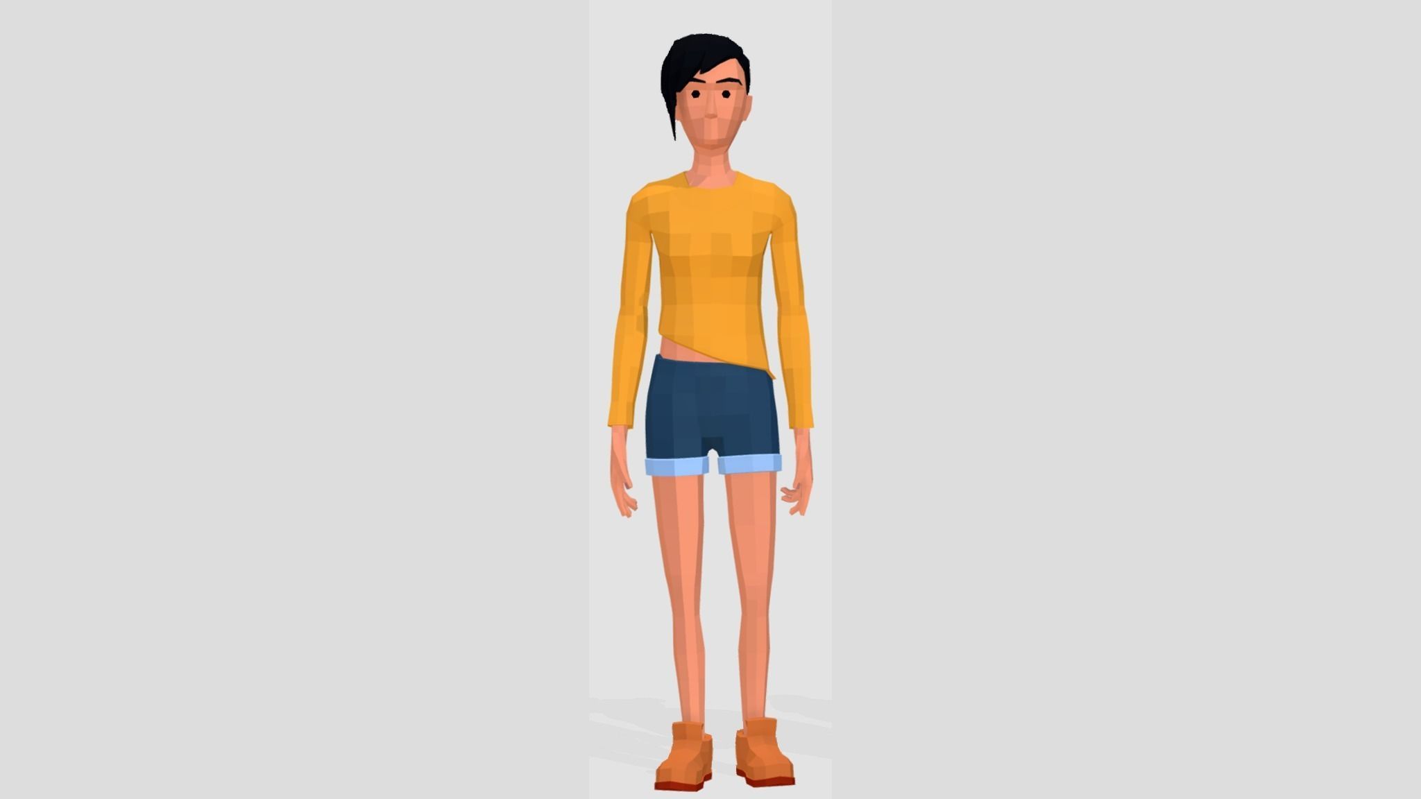 PolyArt Female character Low-poly 3D model_3