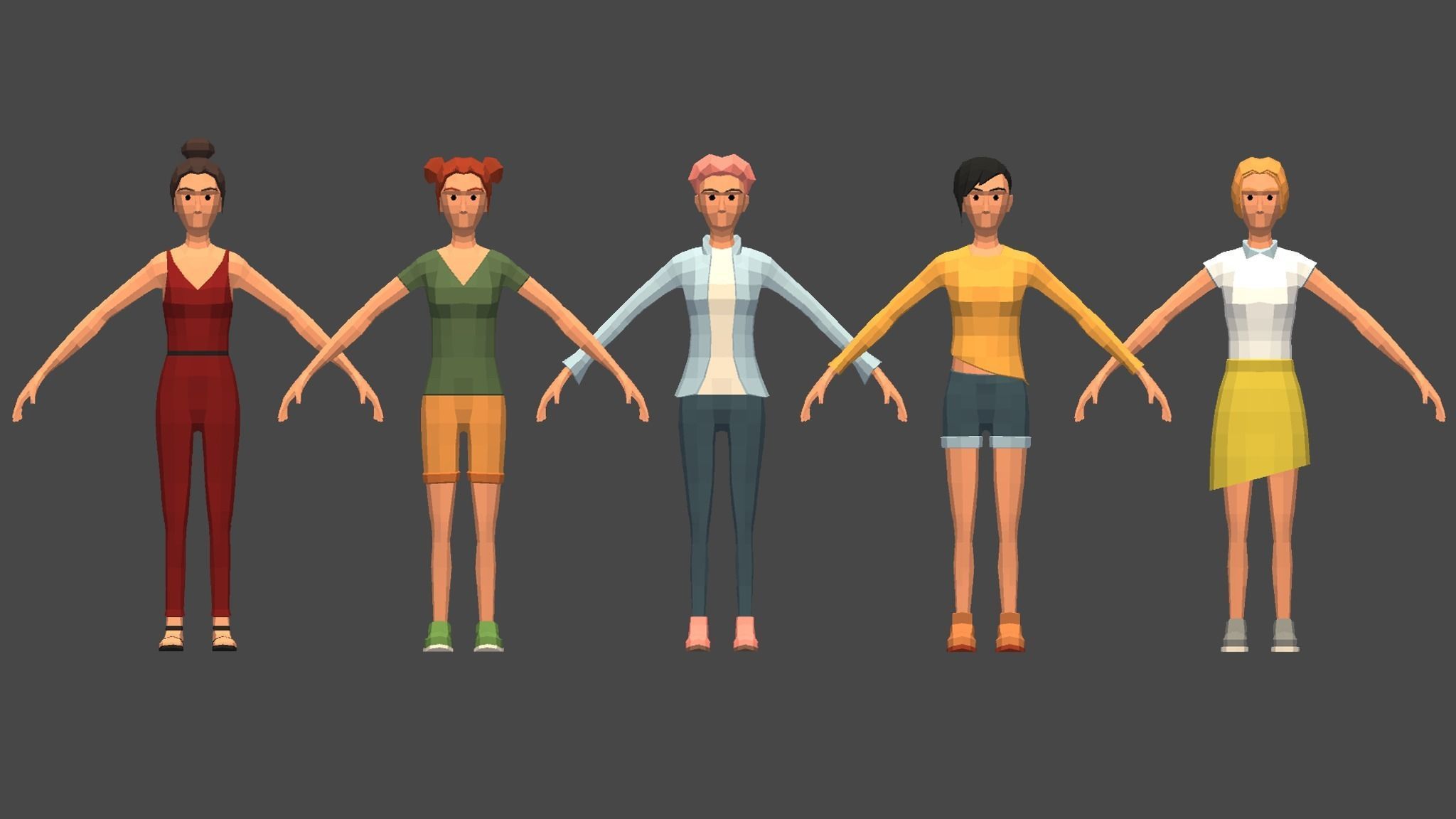 PolyArt Female character Low-poly 3D model_8