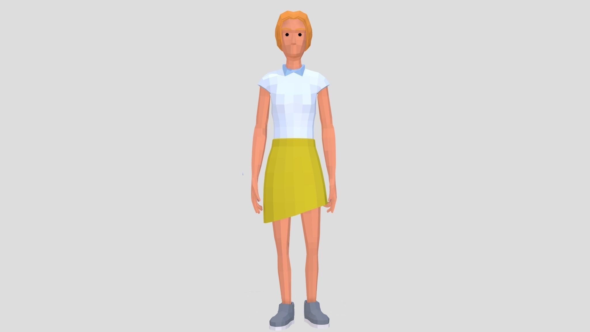 PolyArt Female character Low-poly 3D model_4