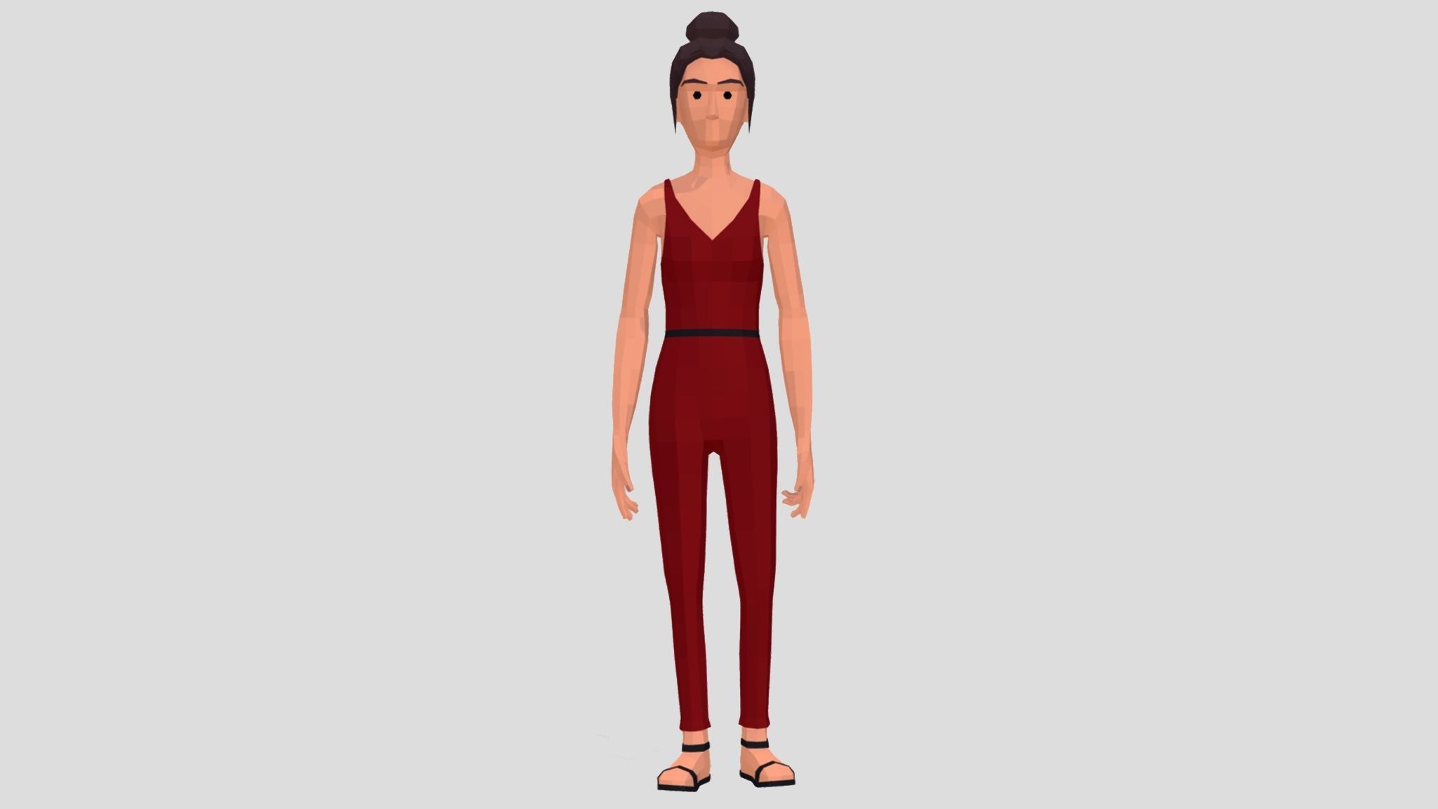 PolyArt Female character Low-poly 3D model_7