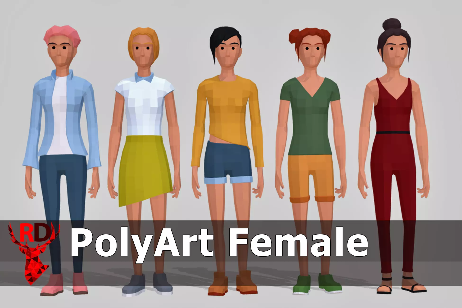 PolyArt Female character Low-poly 3D model_0
