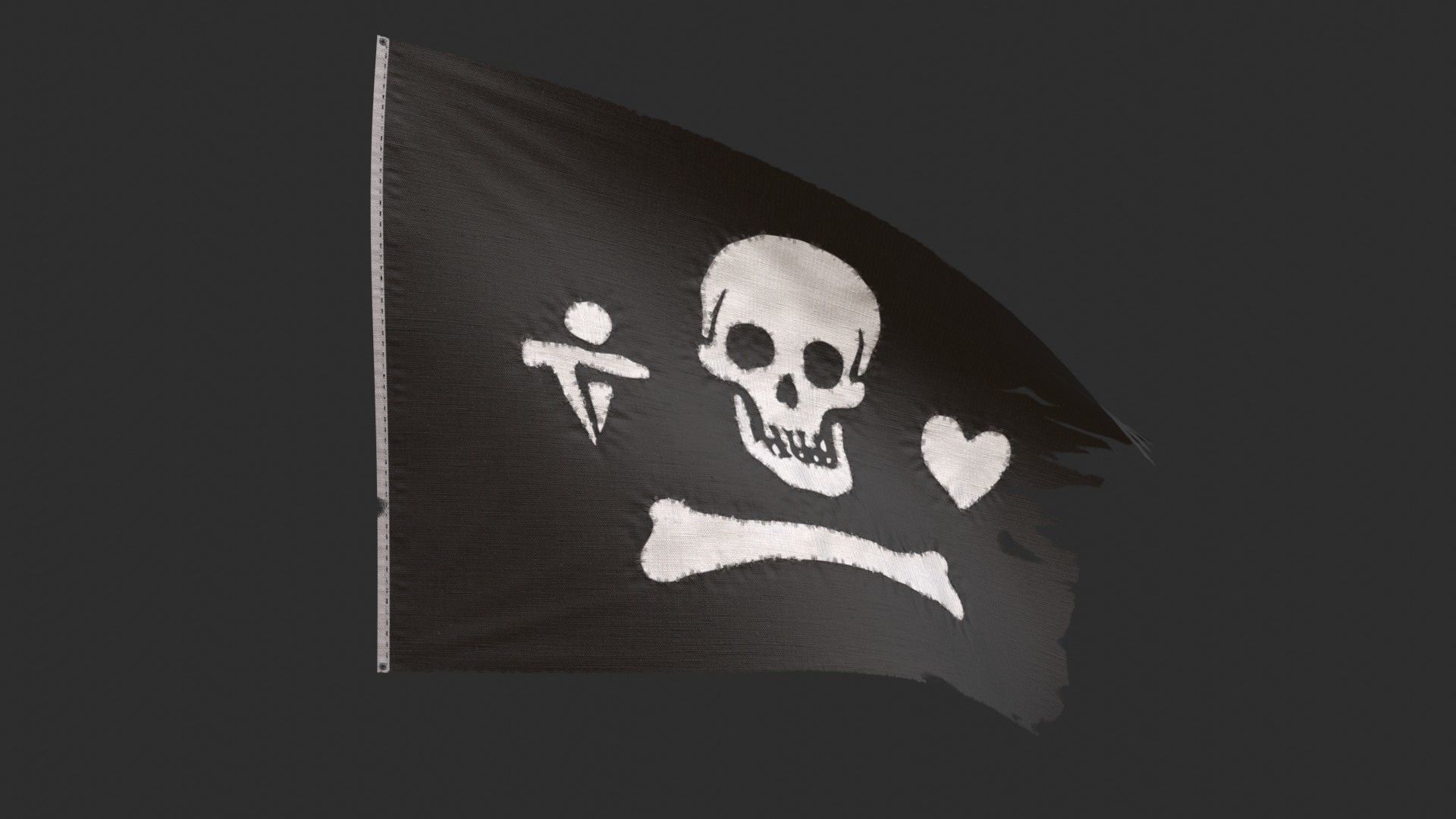 Pirate Flag - Stede Bonnet Low-poly 3D model_7