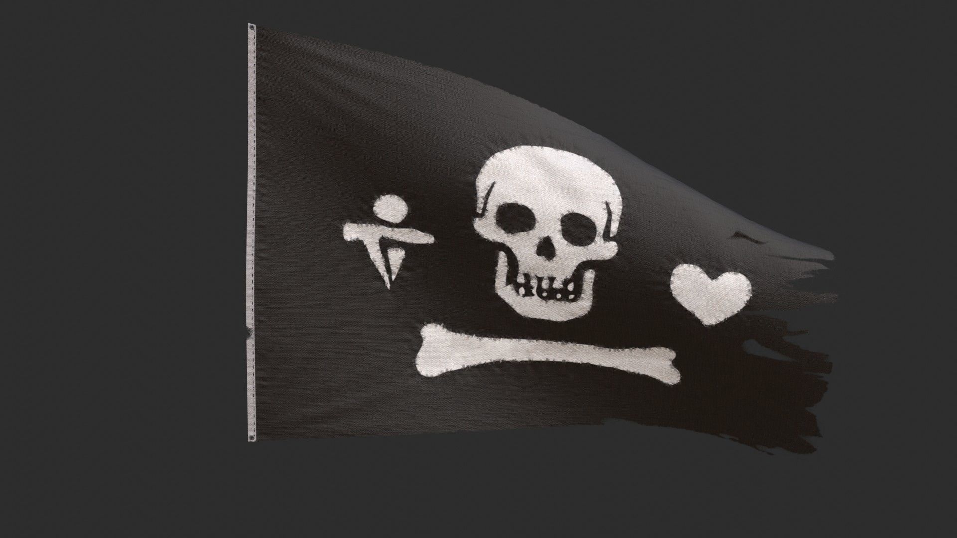 Pirate Flag - Stede Bonnet Low-poly 3D model_6