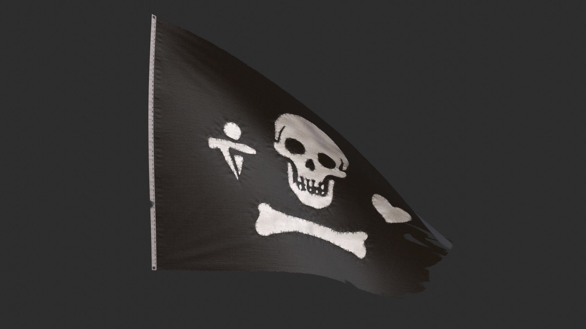 Pirate Flag - Stede Bonnet Low-poly 3D model_4
