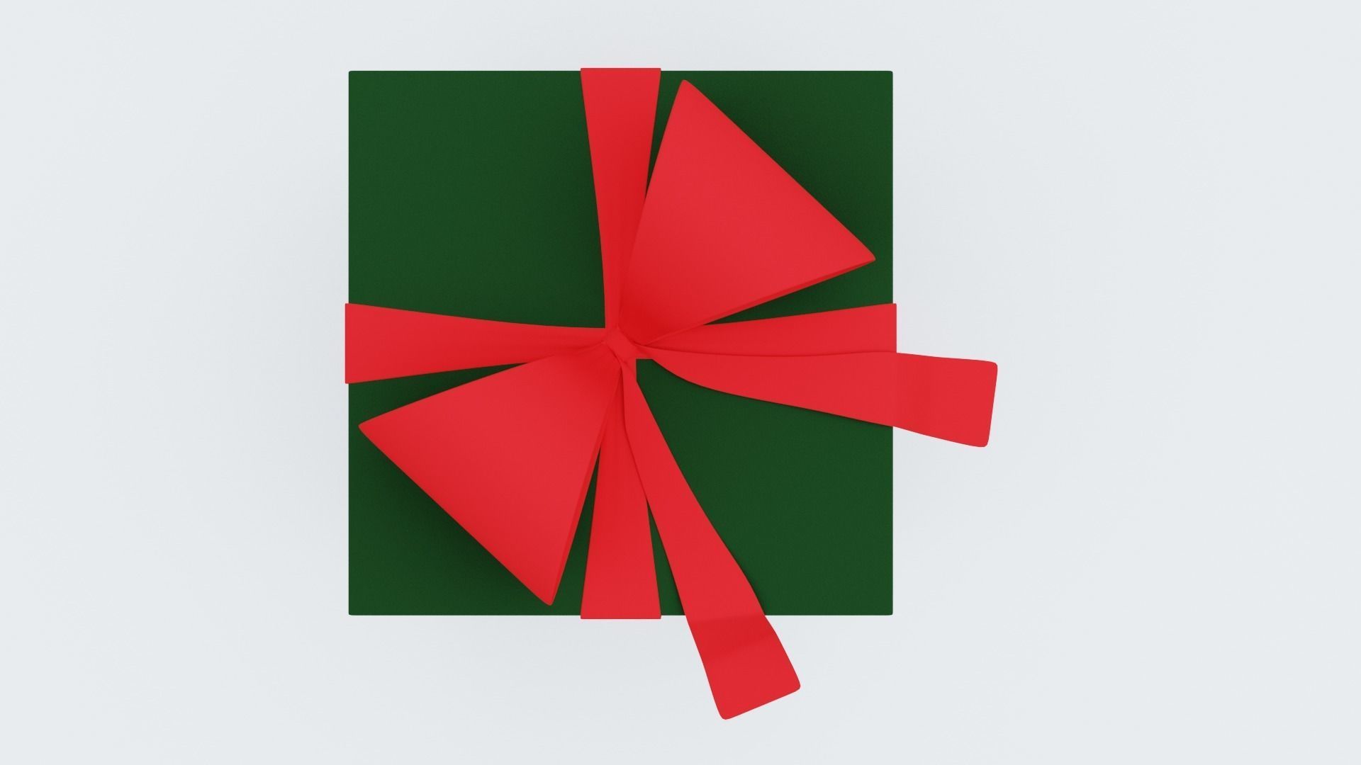 Green Christmas present 3D model_2