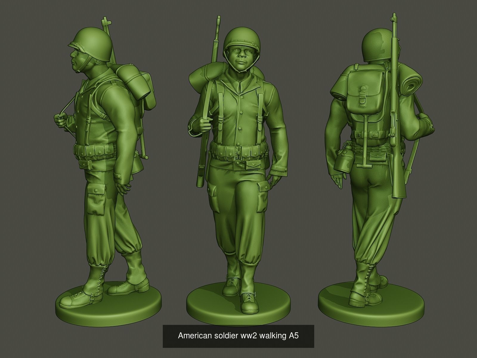 American soldiers ww2 Walk Stand PackA1 3D Model Collection_4