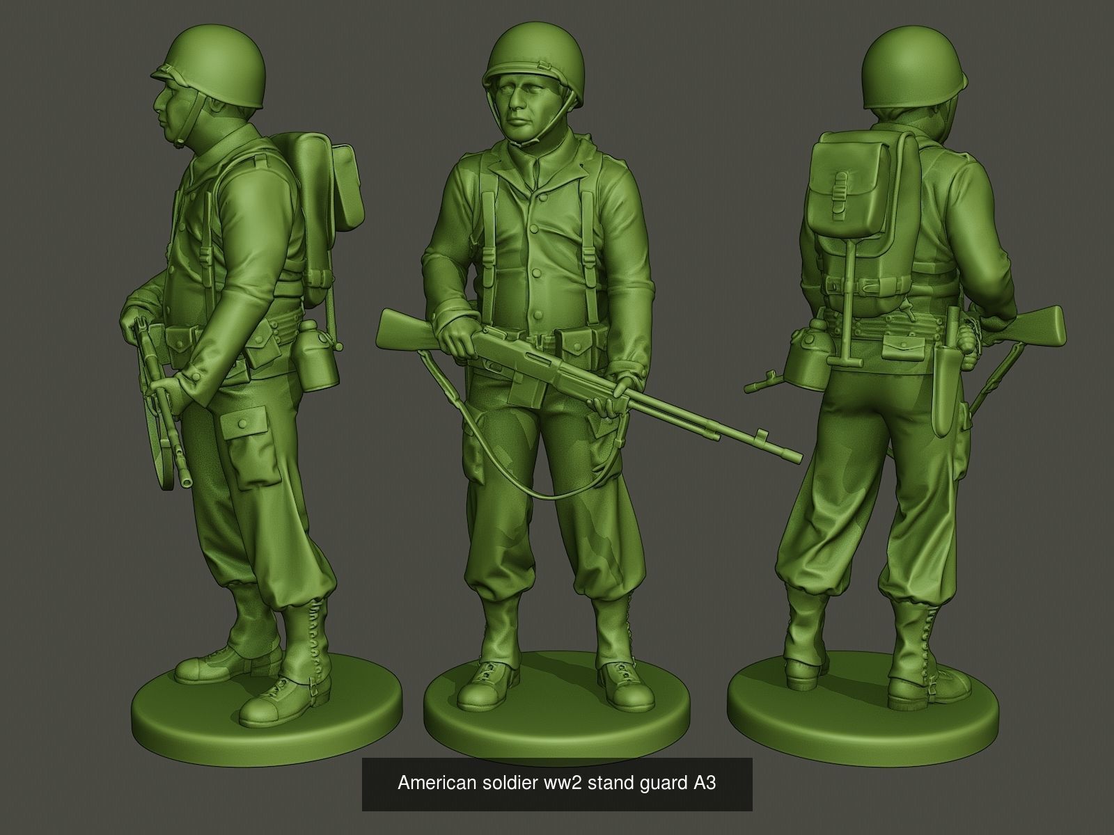 American soldiers ww2 Walk Stand PackA1 3D Model Collection_3