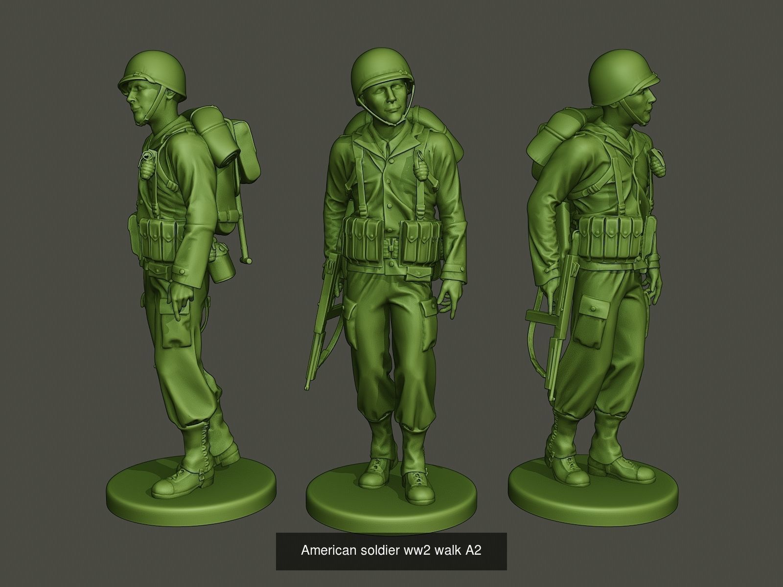 American soldiers ww2 Walk Stand PackA1 3D Model Collection_1
