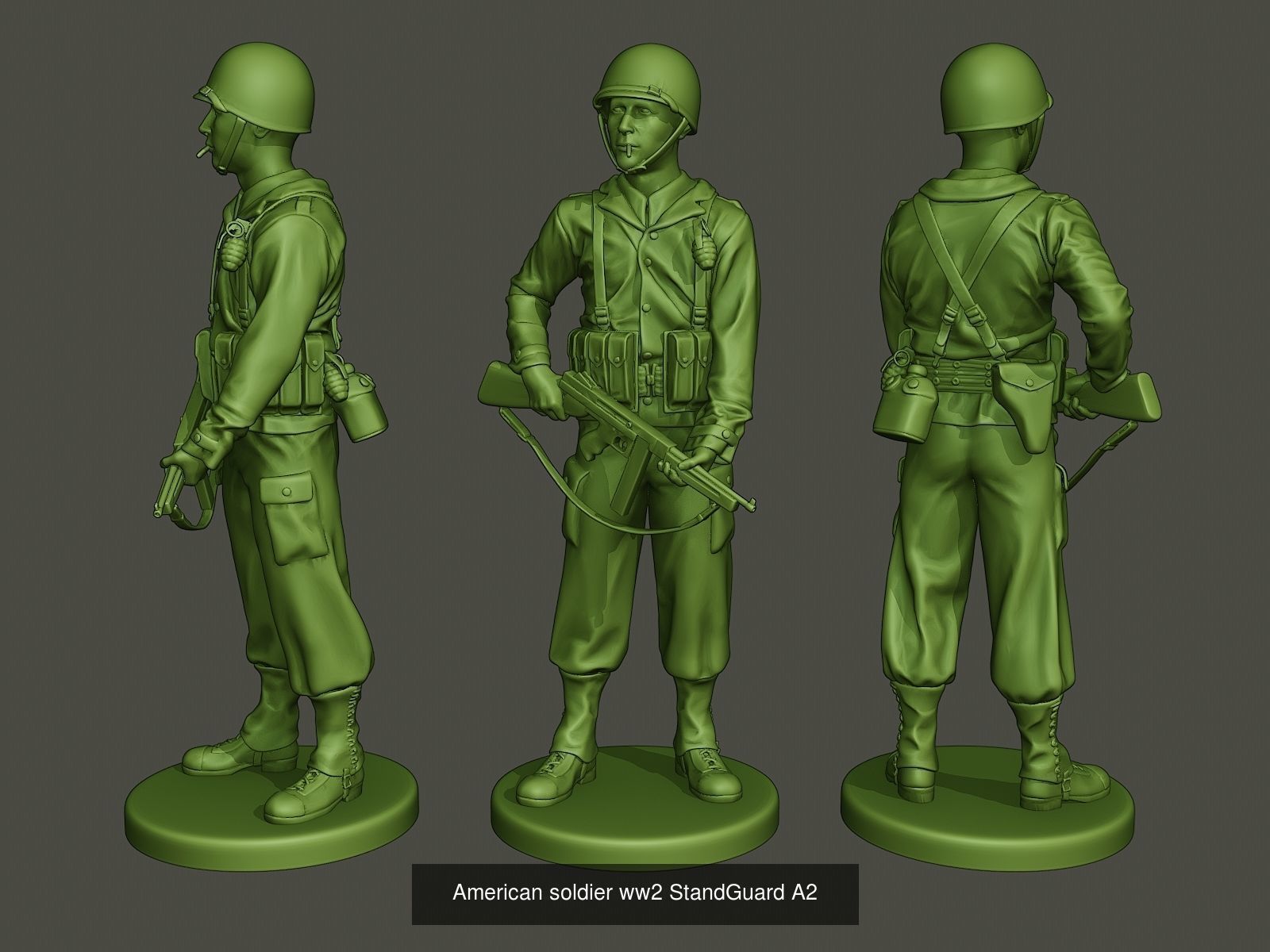 American soldiers ww2 Walk Stand PackA1 3D Model Collection_6