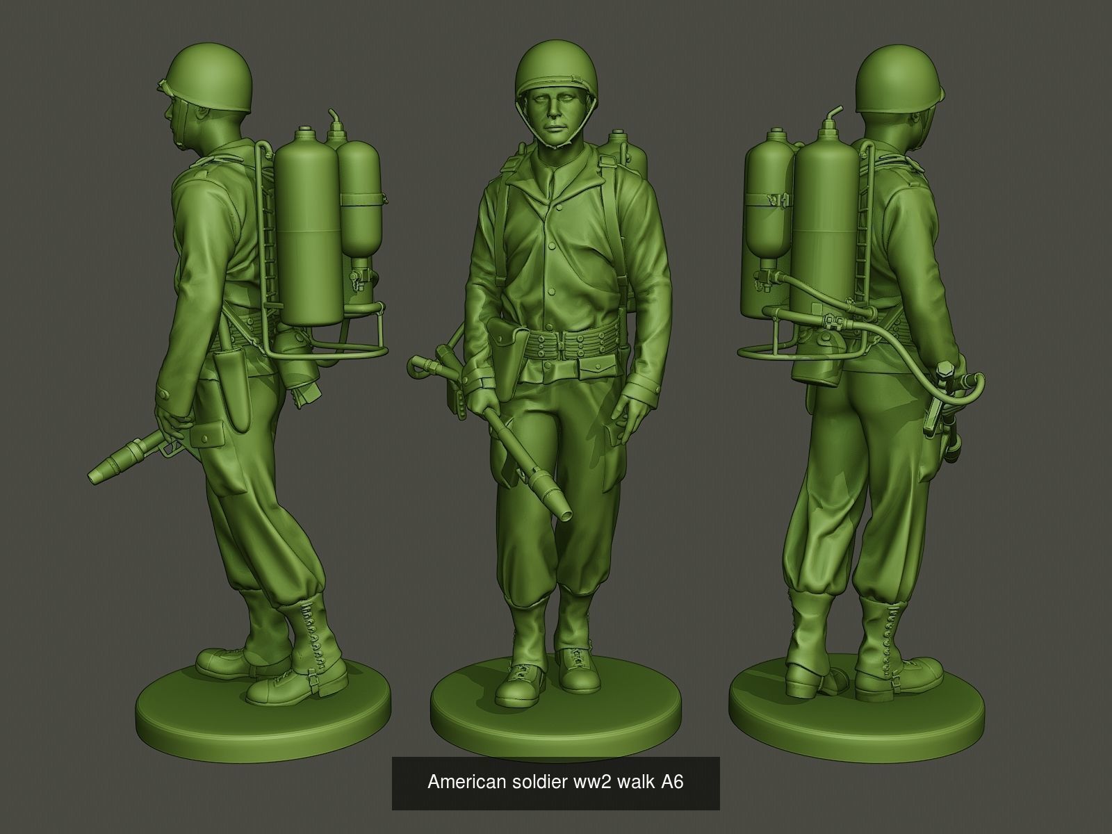 American soldiers ww2 Walk Stand PackA1 3D Model Collection_8