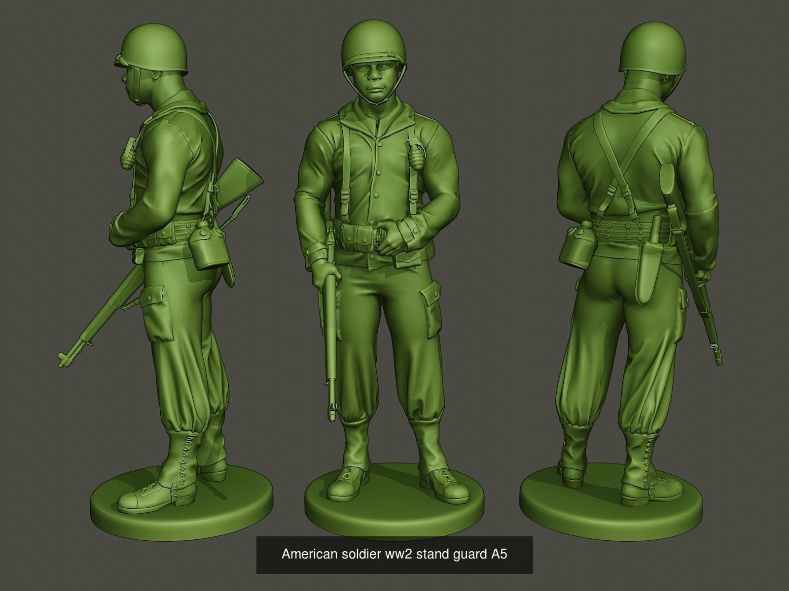 American soldiers ww2 Walk Stand PackA1 3D Model Collection_7