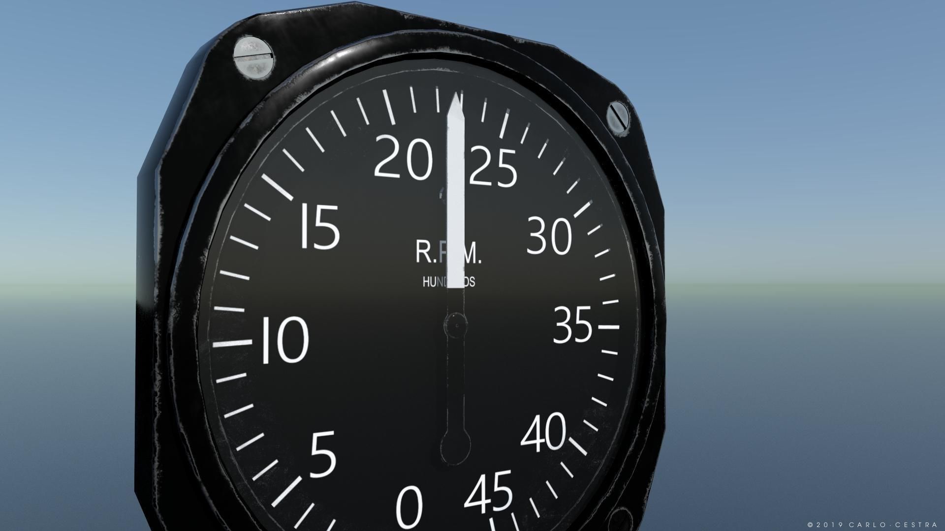 US TACHOMETER GAUGE Low-poly 3D model_3