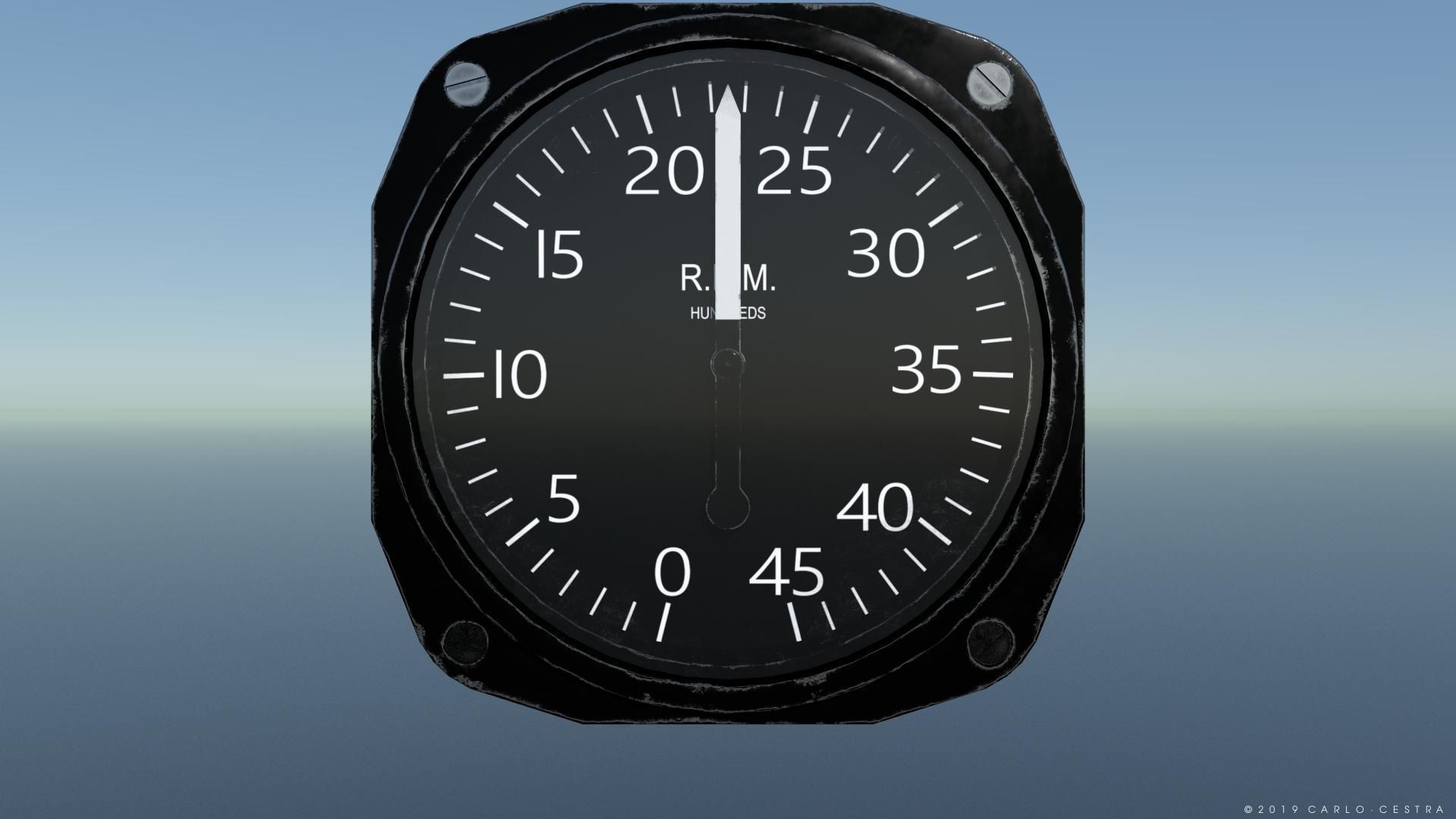 US TACHOMETER GAUGE Low-poly 3D model_2