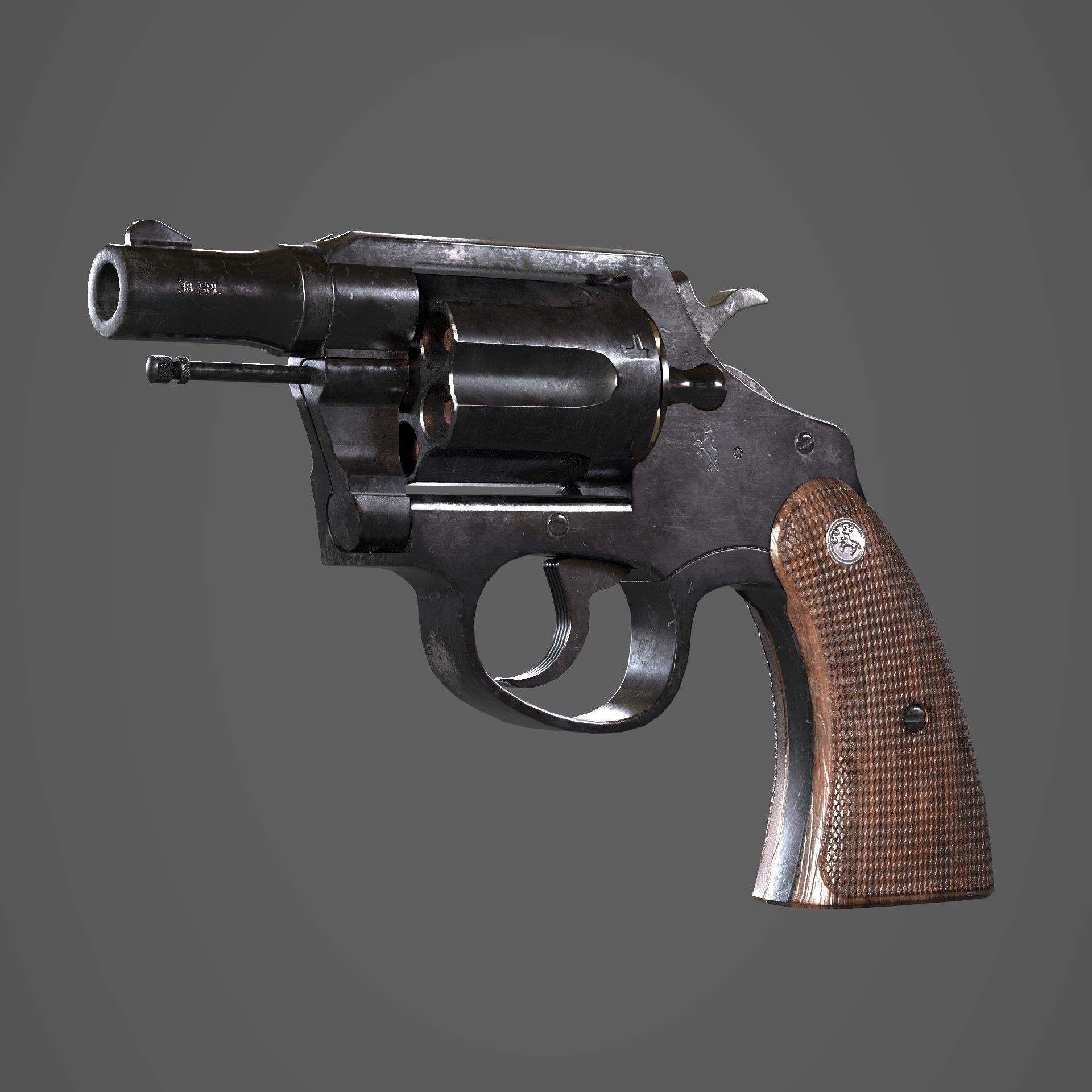 Colt Police 38 Snub Nosed Revolver Low-poly 3D model_4