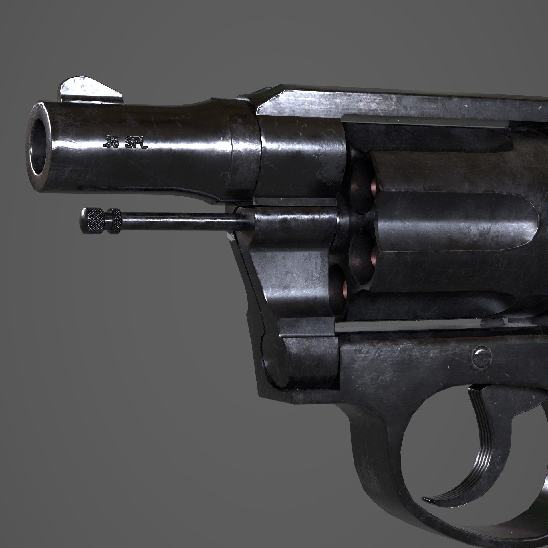 Colt Police 38 Snub Nosed Revolver Low-poly 3D model_6