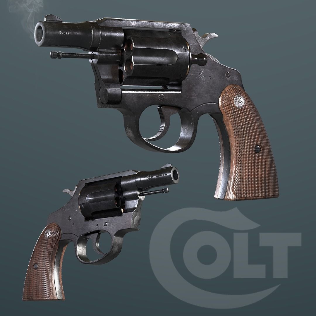 Colt Police 38 Snub Nosed Revolver Low-poly 3D model_3