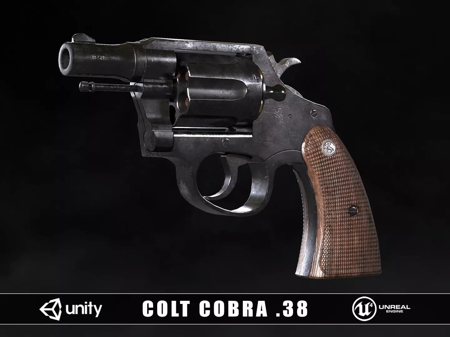 Colt Police 38 Snub Nosed Revolver Low-poly 3D model_0