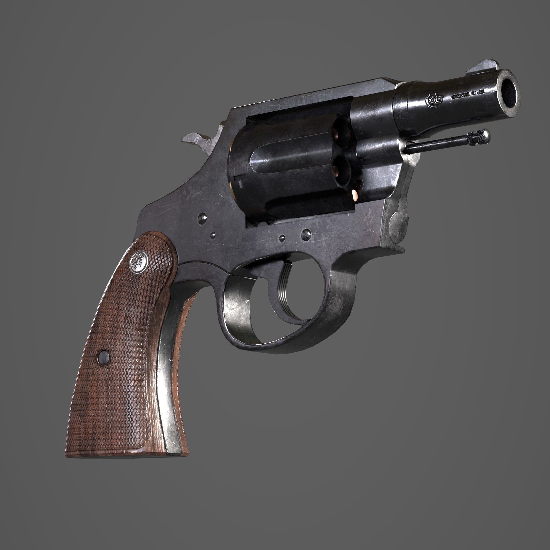 Colt Police 38 Snub Nosed Revolver Low-poly 3D model_5