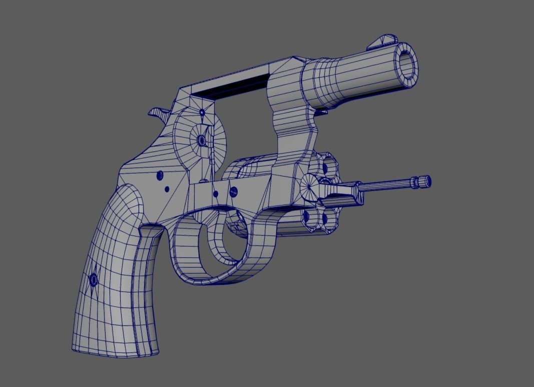 Colt Police 38 Snub Nosed Revolver Low-poly 3D model_8