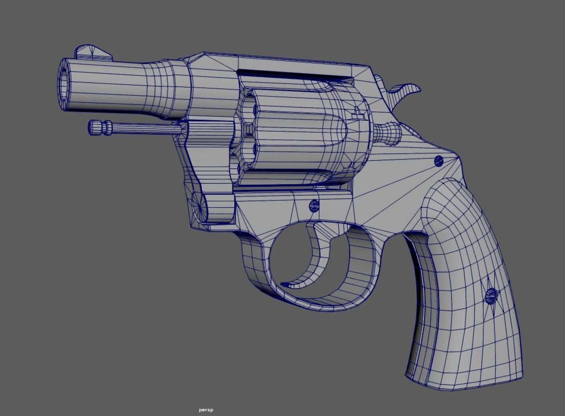 Colt Police 38 Snub Nosed Revolver Low-poly 3D model_7