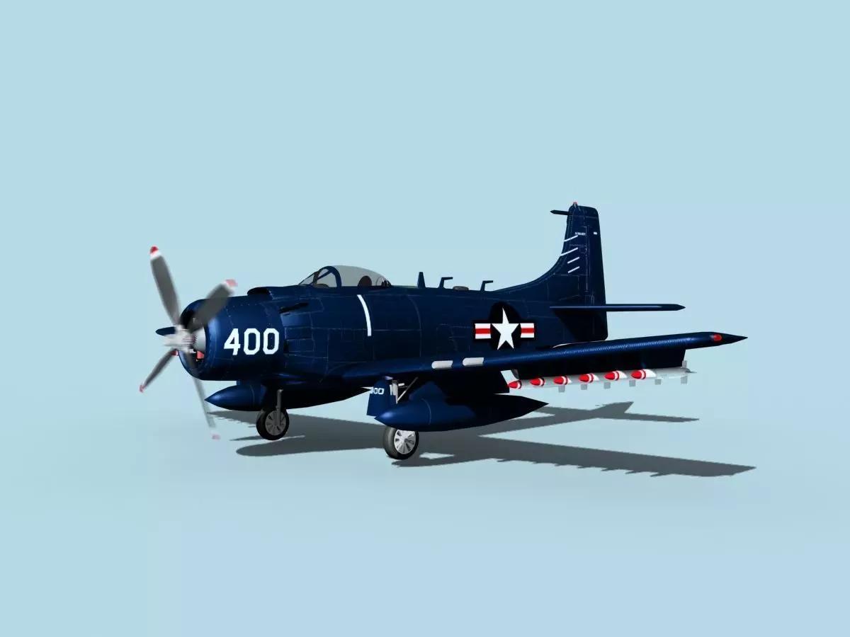 Douglas A-1H Skyraider V01 USN 3D model