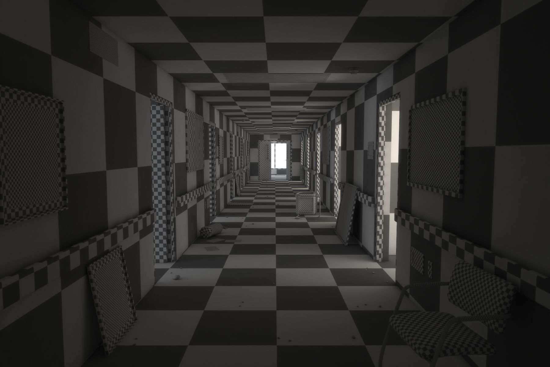 Abandoned Hospital Corridor Low-poly 3D model_16