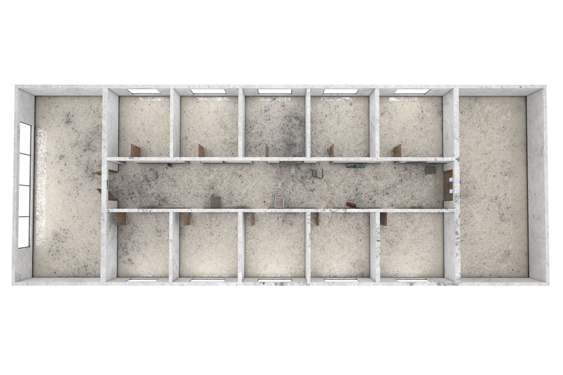 Abandoned Hospital Corridor Low-poly 3D model_12