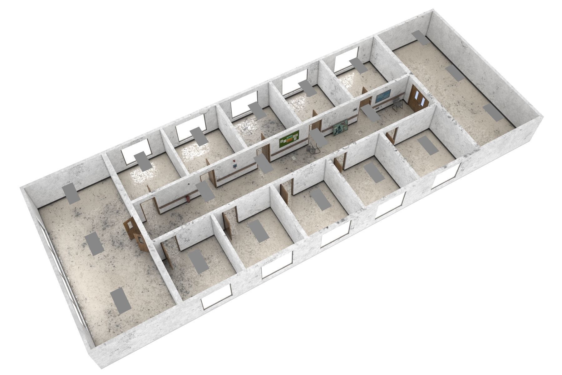 Abandoned Hospital Corridor Low-poly 3D model_13