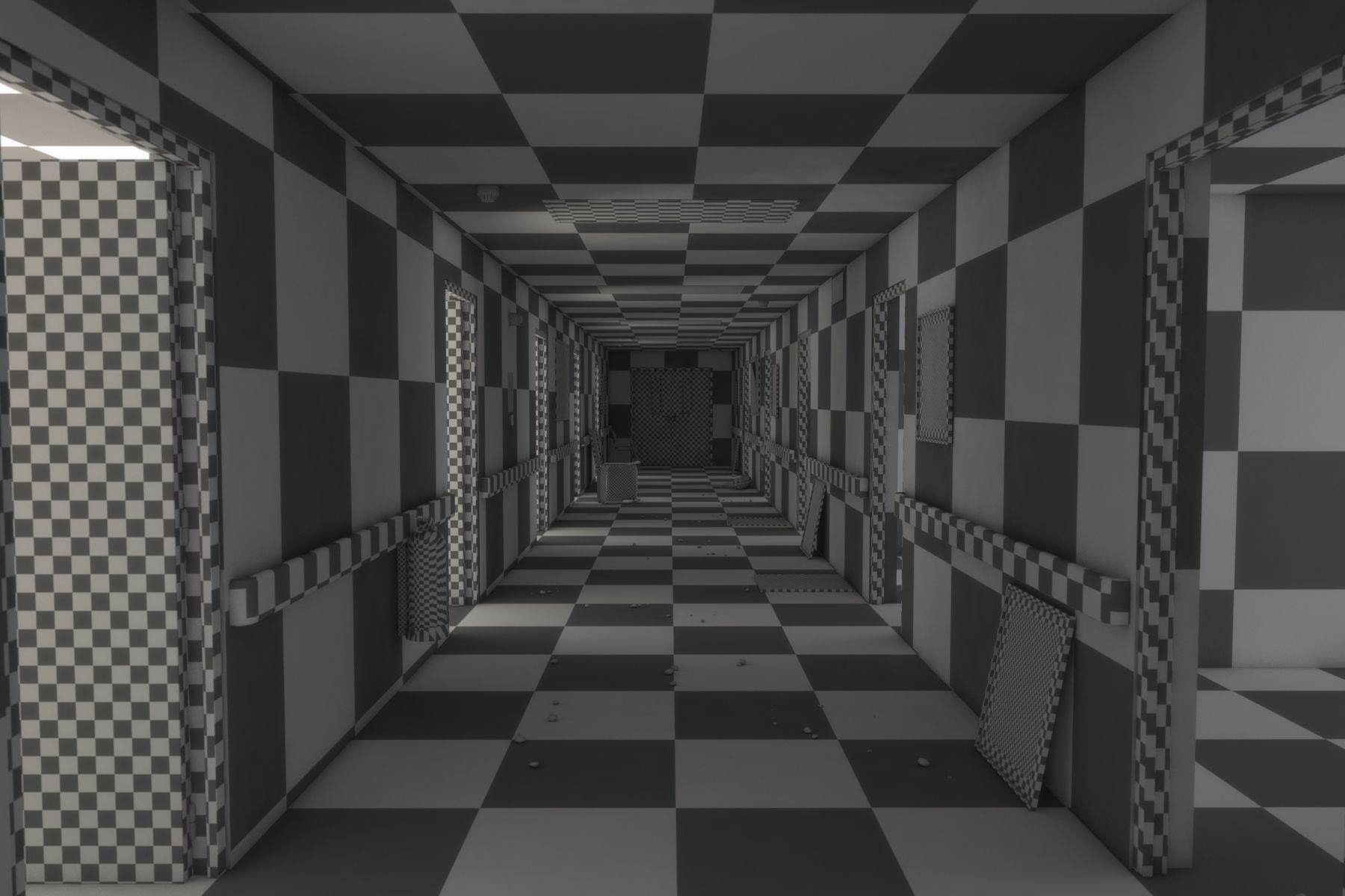 Abandoned Hospital Corridor Low-poly 3D model_15