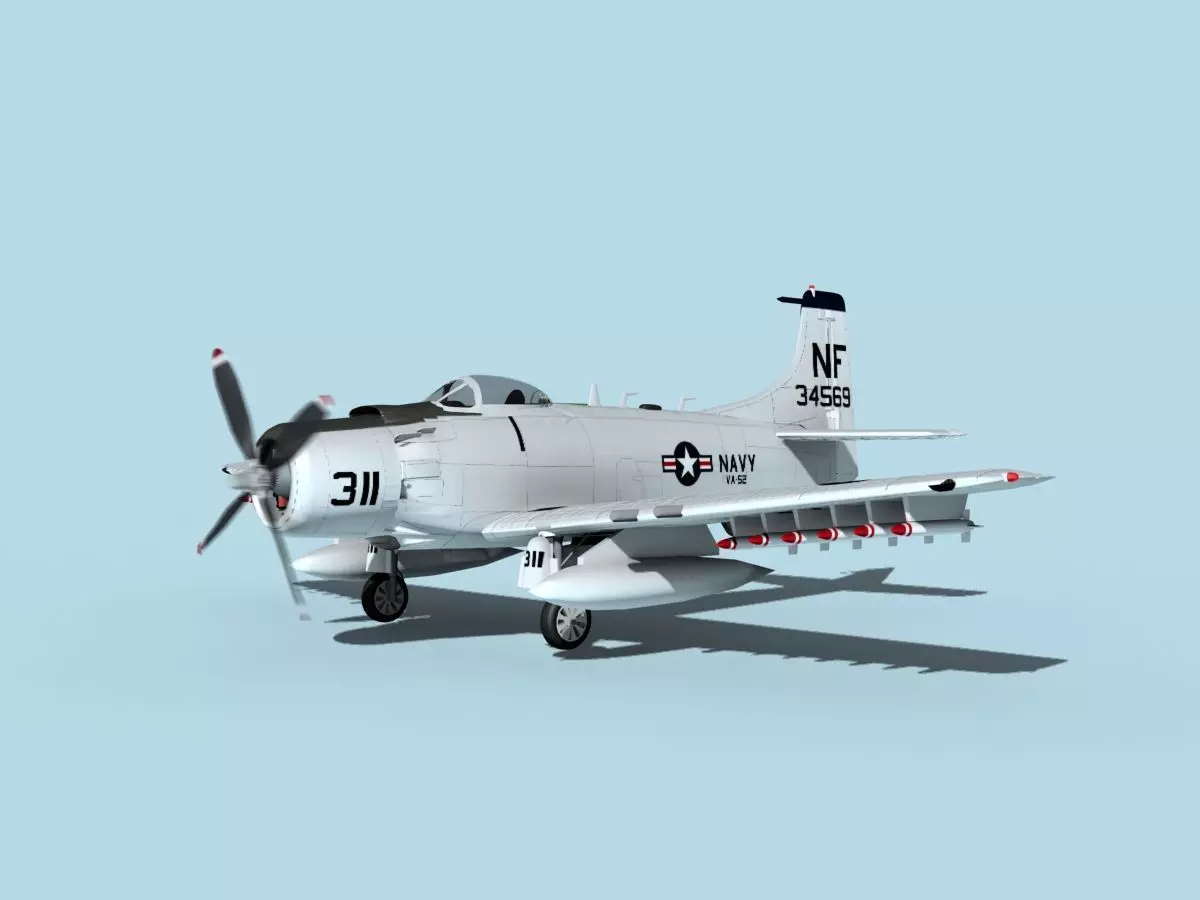 Douglas A-1H Skyraider USN Ticonderoga 3D model