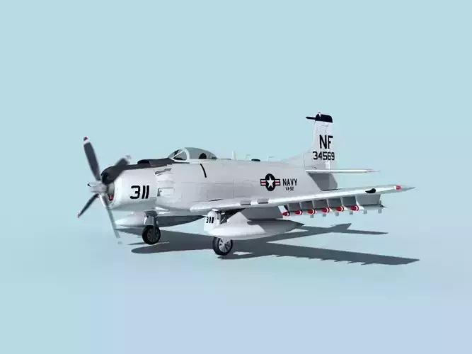 Douglas A-1H Skyraider USN Ticonderoga 3D model