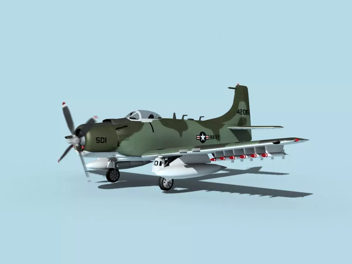 Douglas A-1H Skyraider USN Kitty Hawk 3D model