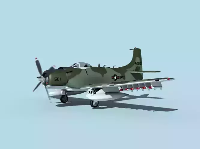 Douglas A-1H Skyraider USN Kitty Hawk 3D model