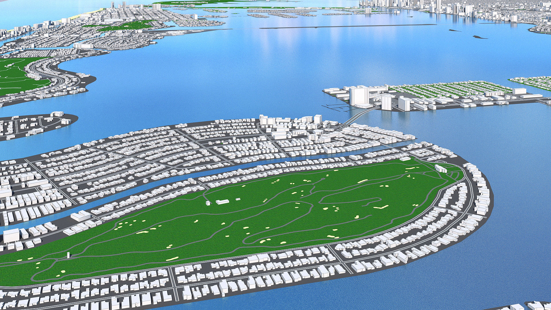 Miami City Florida Low Poly 3d model Stylized VR AR Town Low-poly 3D model_13