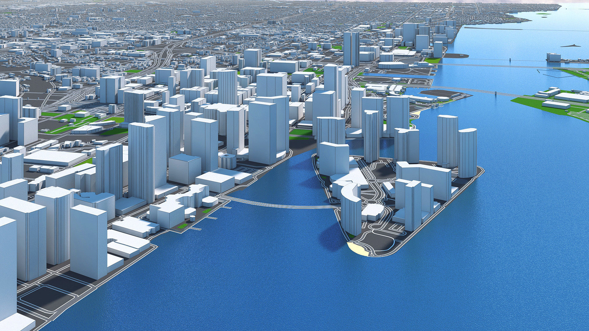 Miami City Florida Low Poly 3d model Stylized VR AR Town Low-poly 3D model_12