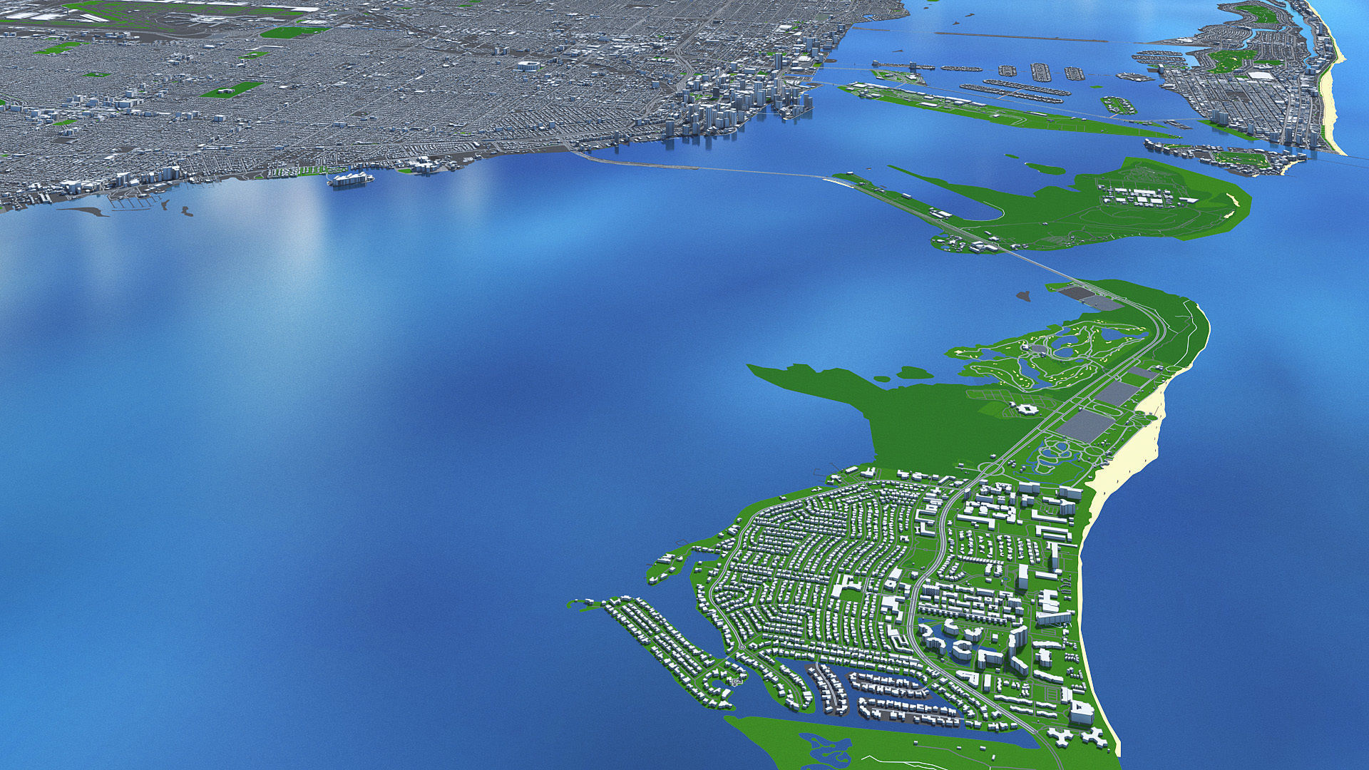 Miami City Florida Low Poly 3d model Stylized VR AR Town Low-poly 3D model_8