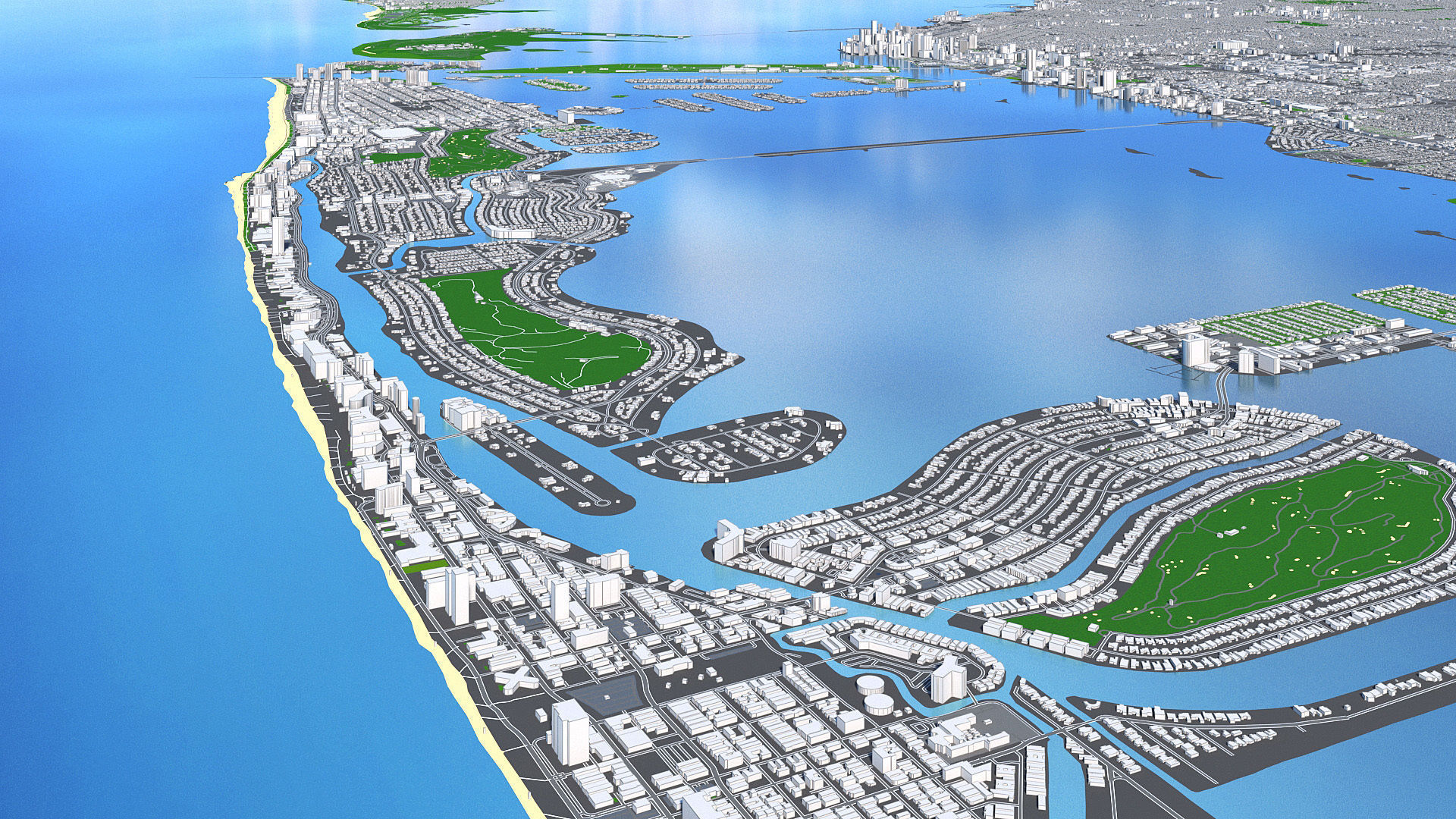 Miami City Florida Low Poly 3d model Stylized VR AR Town Low-poly 3D model_4