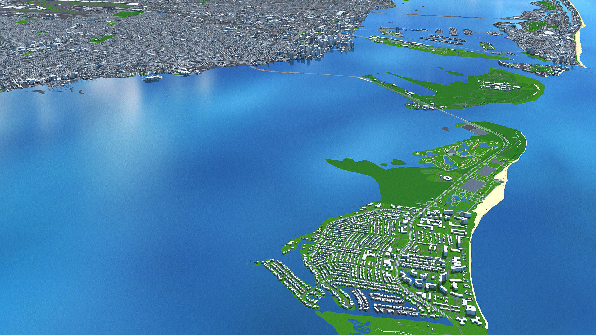 Miami City Florida Low Poly 3d model Stylized VR AR Town Low-poly 3D model_22