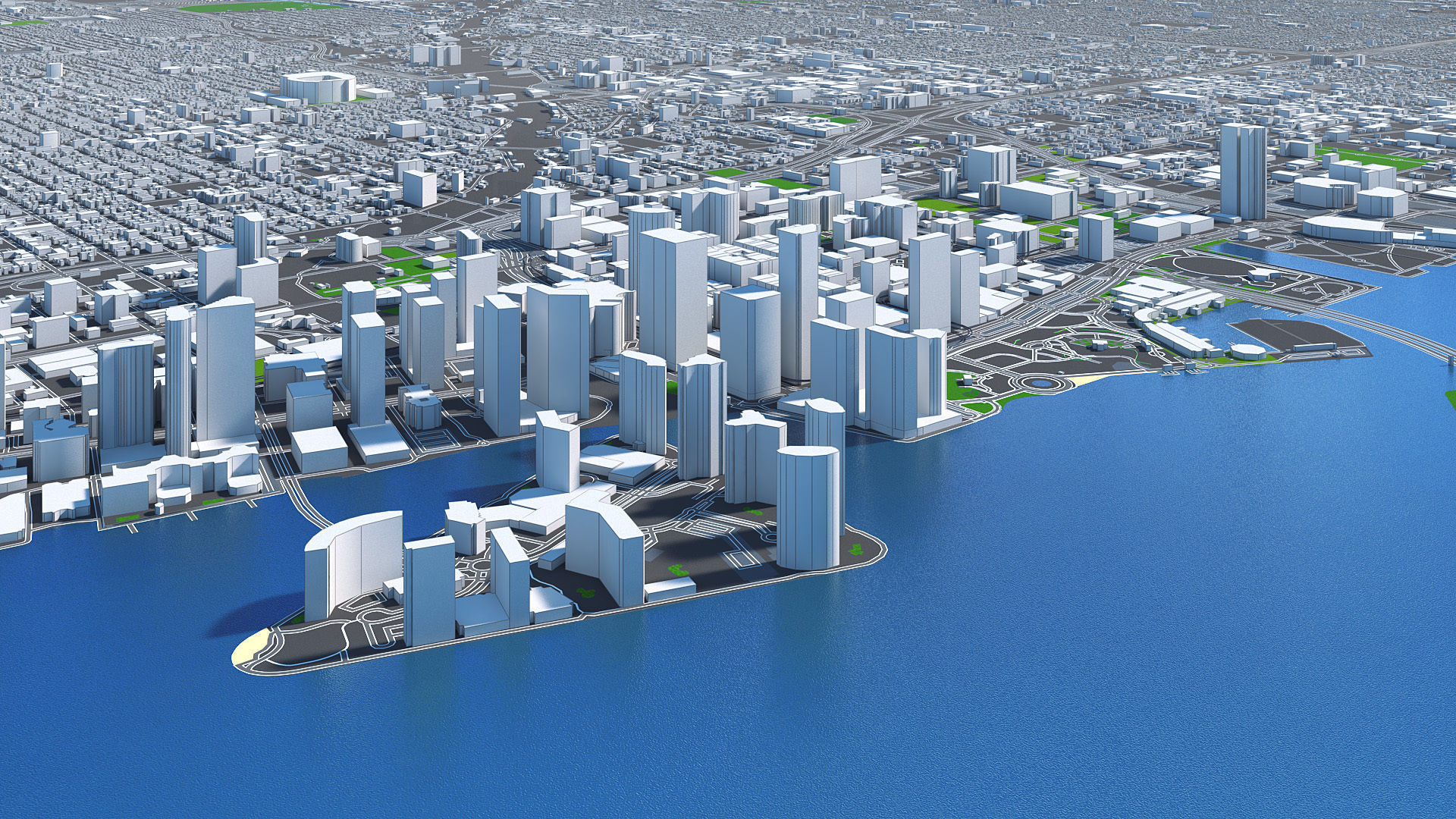 Miami City Florida Low Poly 3d model Stylized VR AR Town Low-poly 3D model_1