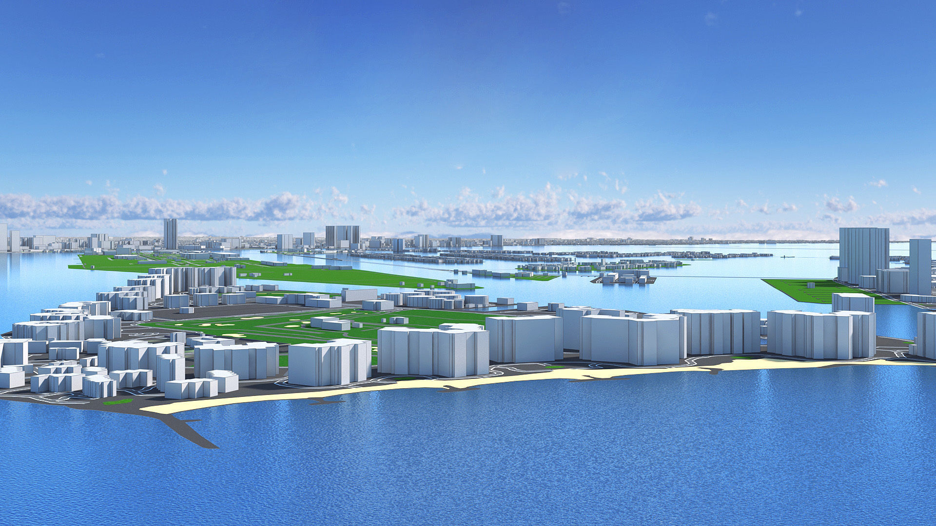 Miami City Florida Low Poly 3d model Stylized VR AR Town Low-poly 3D model_2