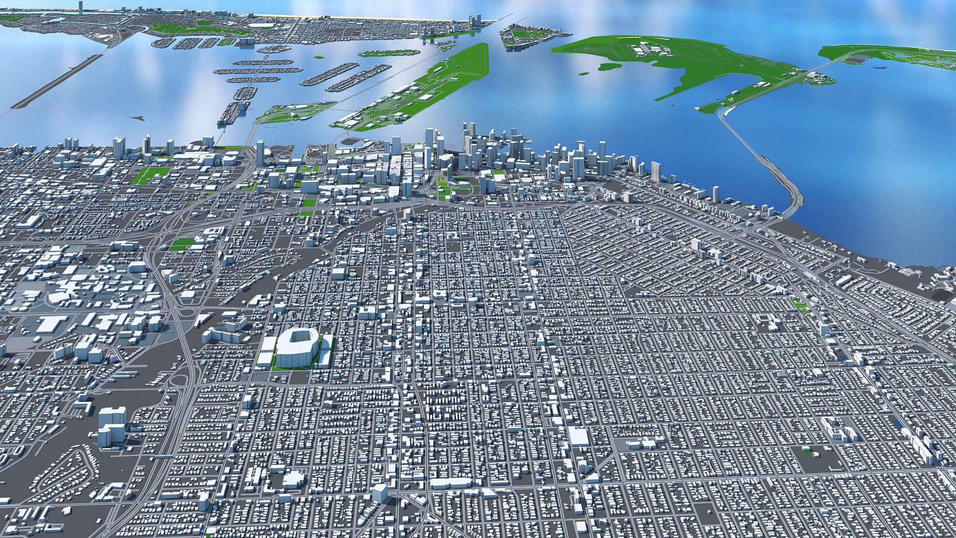 Miami City Florida Low Poly 3d model Stylized VR AR Town Low-poly 3D model_5