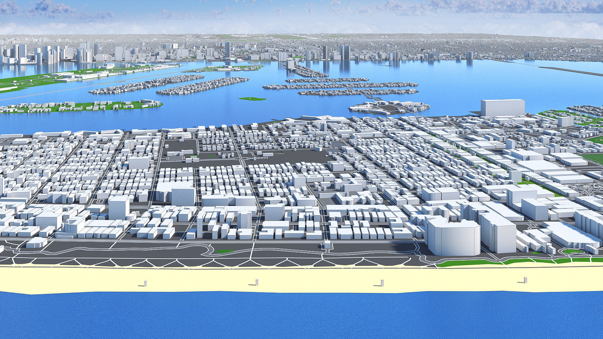 Miami City Florida Low Poly 3d model Stylized VR AR Town Low-poly 3D model_14