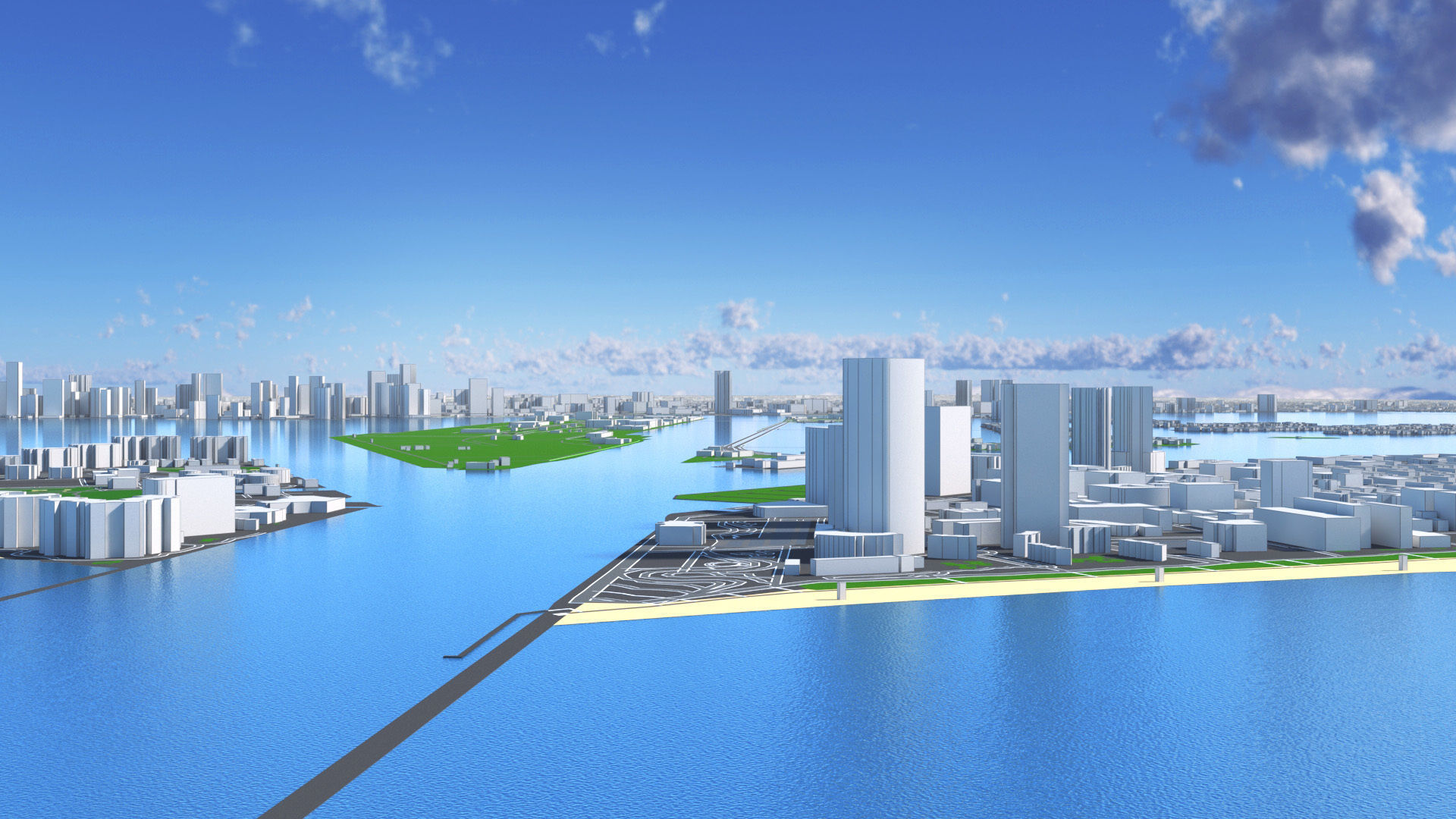 Miami City Florida Low Poly 3d model Stylized VR AR Town Low-poly 3D model_15