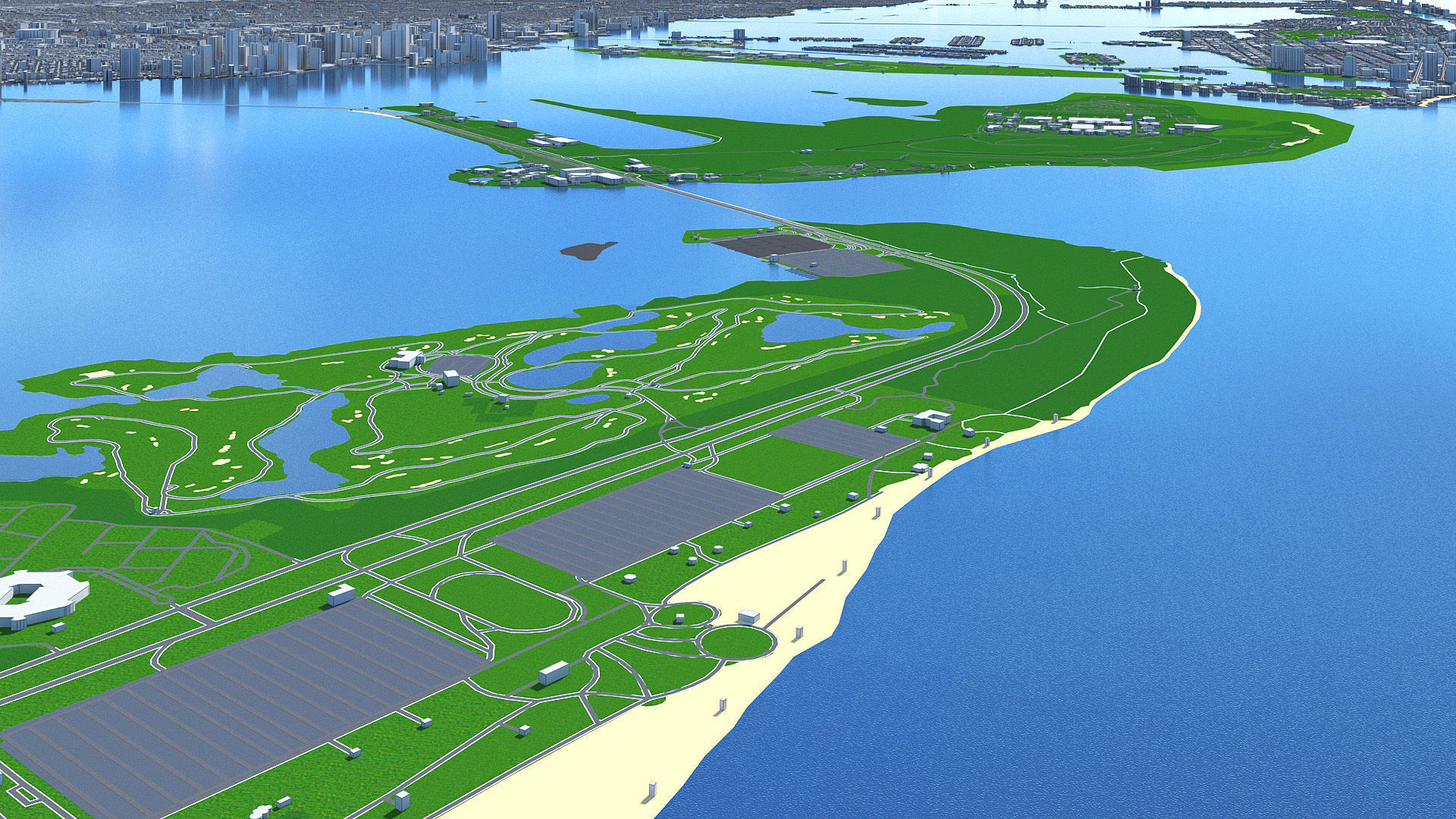 Miami City Florida Low Poly 3d model Stylized VR AR Town Low-poly 3D model_17