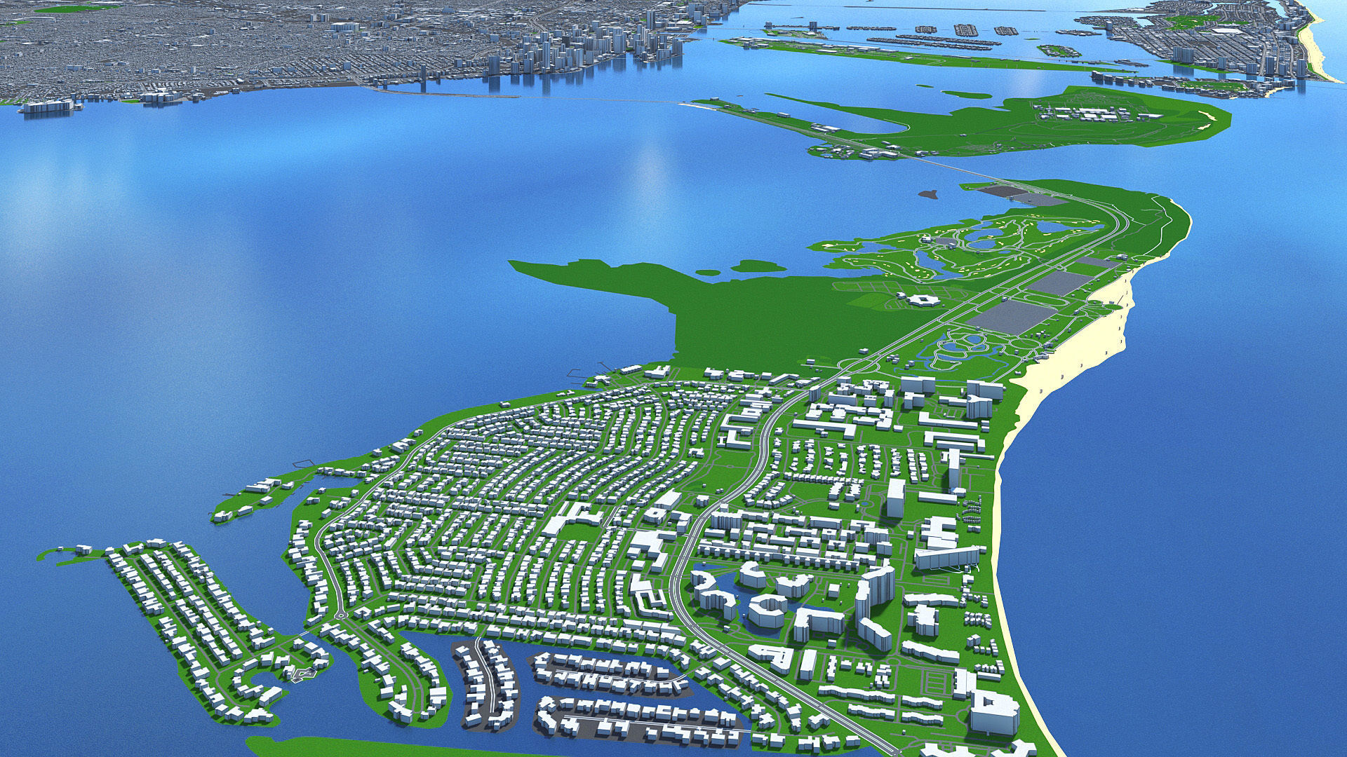 Miami City Florida Low Poly 3d model Stylized VR AR Town Low-poly 3D model_16