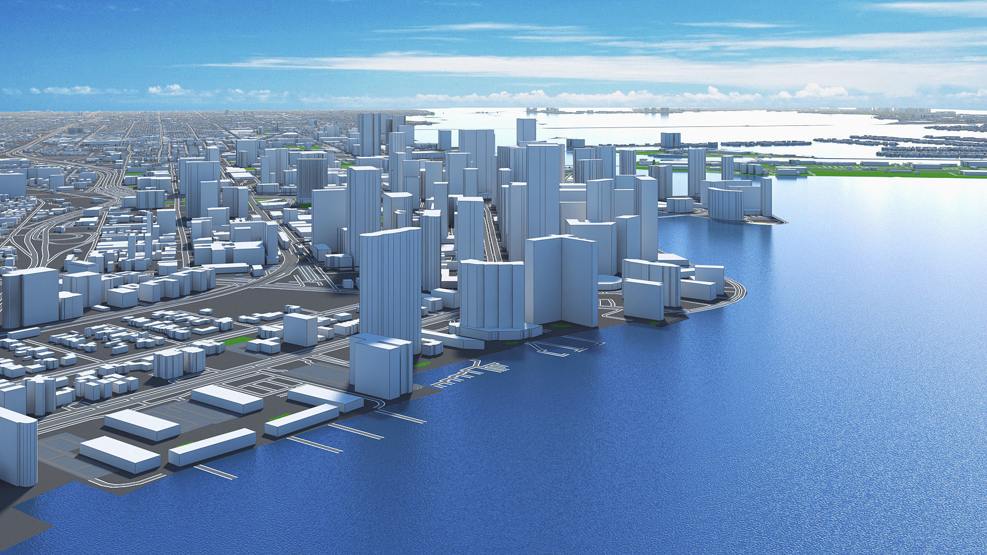 Miami City Florida Low Poly 3d model Stylized VR AR Town Low-poly 3D model_3